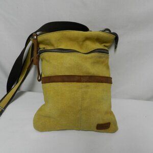 DaVan canvas Crossbody Messenger bag purse yellow zip top adjustable pockets